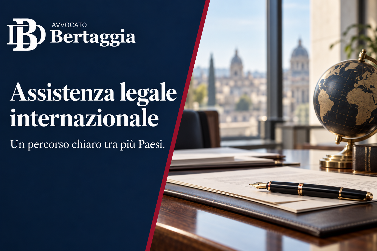 Assistenza legale internazionale con il logo Avvocato Bertaggia